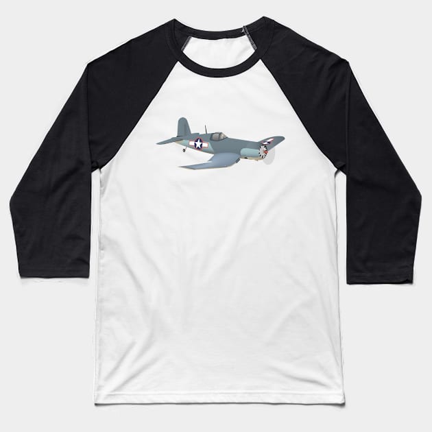 Corsair WWII Airplane Baseball T-Shirt by NorseTech